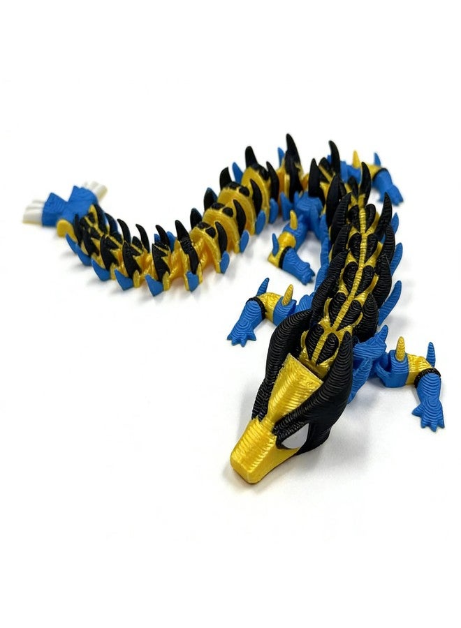 Kizcmvre 3D Printed Dragon,3D Printed Dragon Model,Flexible Articulated 3D Dragon Fidget Model,Unique 3D Printed Animals Gift and Desktop Decoration (Gold & Black-10 inch). - Image 1